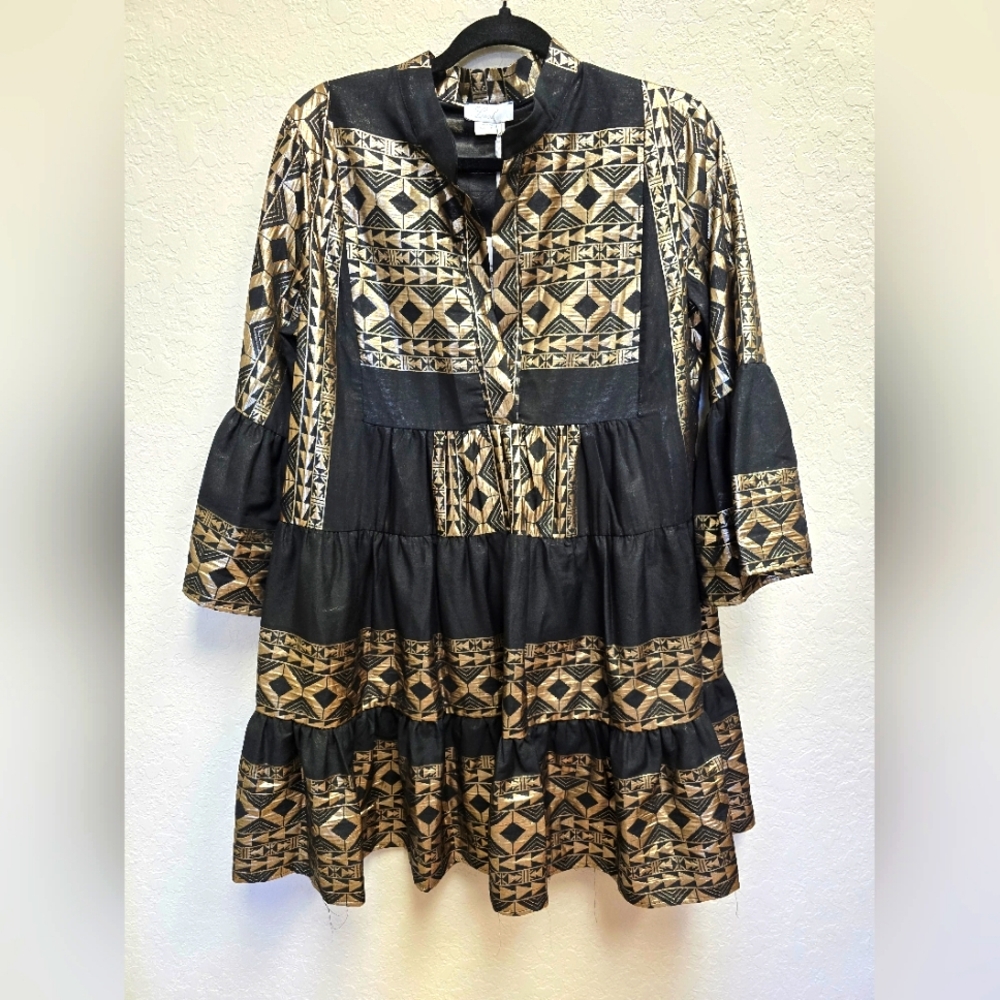 Lace the Label NWT Black & Gold Embroided Dress